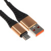 Кабель ONE DEPOT S03, microUSB - USB, 2.4 А, 1 метр, текстильная оплетка,черный No Name