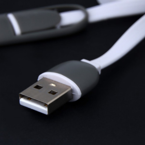 Кабель 2 в 1 Luazon, microUSB/Lightning - USB, 1 А, 0.9 м, плоский, МИКС Luazon Home