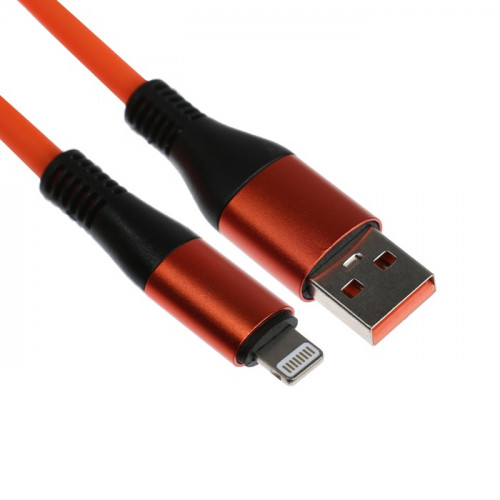 Кабель Lightning - USB, 5 A, оплётка TPE, утолщенный, 1 метр, оранжевый (производитель не указан)