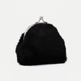 Кошелёк-монетница на фермуаре, 10×2×9 см, плюшевый, чёрный