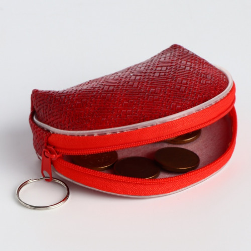 Кошелёк-монетница на молнии, 9×2.5×6.5 см, красный (производитель не указан)