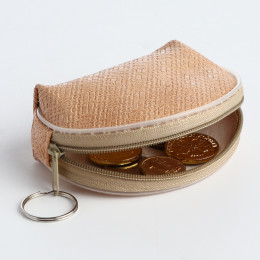 Кошелёк-монетница на молнии, 9×2.5×6.5 см, бежевый