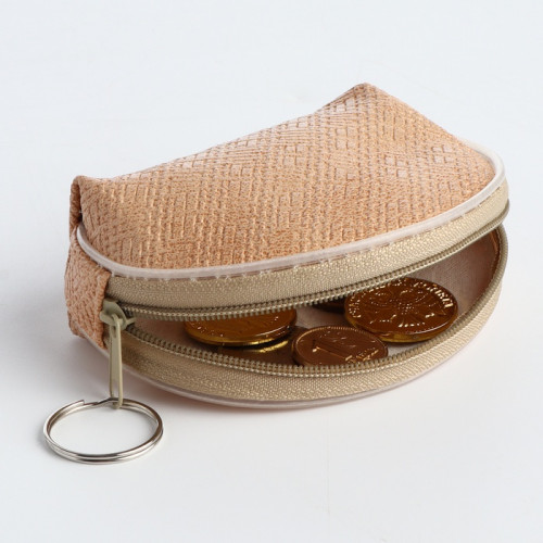 Кошелёк-монетница на молнии, 9×2.5×6.5 см, бежевый (производитель не указан)