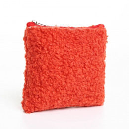 Кошелёк-монетница на молнии 11×1×8 см, плюшевый, оранжевый