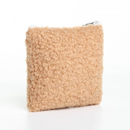 Кошелёк-монетница на молнии 11×1×8 см, плюшевый, бежевый