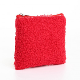 Кошелёк-монетница на молнии 11×1×8 см, плюшевый, красный