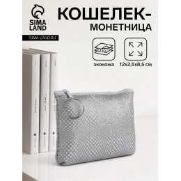 Кошелёк-монетница на молнии, 12×2.5×8.5 см, серебристая