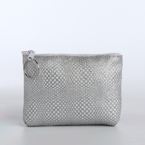 Кошелёк-монетница на молнии, 12×2.5×8.5 см, серебристая (производитель не указан)