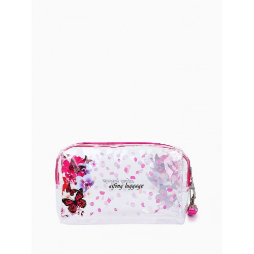 Косметичка на молнии для бассейна, маленькая, с ручкой, с принтом, малиновая (производитель не указан)