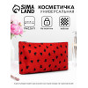 Косметичка-пенал на молнии, плоская, маленькая, с рисунком, красная/чёрная (производитель не указан)