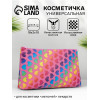 Косметичка-пенал на молнии, плоская, маленькая, с радужным рисунком, розовая/разноцветная (производитель не указан)