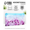 Косметичка-пенал на молнии, средний размер, с цветочным рисунком, голубая/сиреневая (производитель не указан)