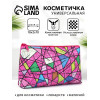 Косметичка-пенал на молнии, плоская, с ярким рисунком, розовая/разноцветная (производитель не указан)