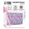 Косметичка на молнии плоская, с ручкой, с рисунком, белая/розовая (производитель не указан)