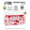 Косметичка-пенал на молнии, средний размер, с ярким рисунком, розовая/разноцветная (производитель не указан)