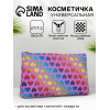 Косметичка-пенал на молнии, плоская, маленькая, с радужным рисунком, сиреневая/разноцветная (производитель не указан)