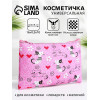 Косметичка-пенал на молнии, плоская, маленькая, с рисунком, розовая (производитель не указан)