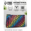 Косметичка-пенал на молнии, плоская, маленькая, с радужным рисунком, чёрная/разноцветная (производитель не указан)