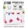 Косметичка-пенал на молнии, плоская, маленькая, с цветочным принтом, белая/розовая (производитель не указан)