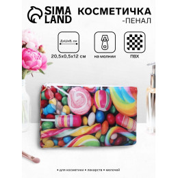 Косметичка-пенал на молнии, средний размер, с ярким рисунком, разноцветная