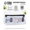 Косметичка-пенал на молнии, средний размер, с ярким рисунком, чёрная/прозрачная (производитель не указан)