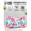 Косметичка-пенал на молнии, плоская, маленькая, с ярким принтом, голубая/разноцветная (производитель не указан)