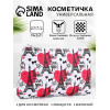 Косметичка-пенал на молнии, плоская, маленькая, с принтом, белая/розовая/чёрная (производитель не указан)