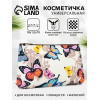 Косметичка-пенал на молнии, плоская, с ярким принтом, бежевая/разноцветная (производитель не указан)