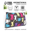 Косметичка-пенал на молнии, плоская, с рисунком, чёрная/разноцветная (производитель не указан)