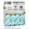 Косметичка-пенал на молнии, плоская, маленькая, с рисунком, голубая/разноцветная (производитель не указан)