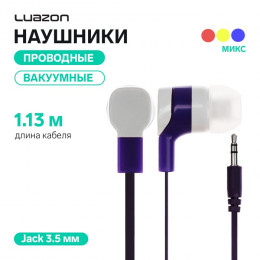 Наушники Luazon VBT 1.7, вакуумные, плоский провод, МИКС