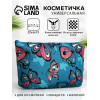 Косметичка-пенал на молнии, с рисунком, голубая/розовая (производитель не указан)