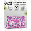 Косметичка-пенал на молнии, плоская, маленькая, с принтом, розовая/разноцветная (производитель не указан)