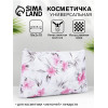 Косметичка-пенал на молнии, плоская, с рисунком, белая/розовая (производитель не указан)