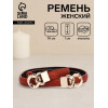 Ремень женский тонкий, 95×1 см, пряжка-зацепка металл, золотистая, рыжий (производитель не указан)