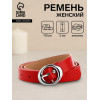 Ремень женский тонкий, 110×2 см, пряжка металл, серебристая, красный (производитель не указан)