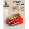 Ремень женский тонкий, 110×1.1 см, классическая пряжка металл, тёмно-серебристая, красный (производитель не указан)
