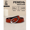 Ремень женский, 100×2.3 см, пряжка металл, серебристая, рыжий (производитель не указан)