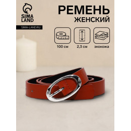 Ремень женский, 100×2.3 см, пряжка металл, серебристая, рыжий