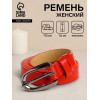 Ремень женский тонкий, 110×1.6 см, пряжка тёмный металл, красный (производитель не указан)