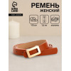 Ремень женский тонкий, 110×1.6 см, прямоугольная пряжка металл, золотистая, рыжий (производитель не указан)