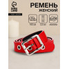 Ремень женский с люверсами, 105×2.5 см, пряжка металл, серебристая, красный (производитель не указан)