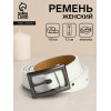 Ремень женский тонкий, 110×1.1 см, классическая пряжка металл, тёмно-серебристая, белый (производитель не указан)