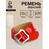 Ремень женский с винтом, 110×2.5 см, матовая классическая пряжка металл, красный (производитель не указан)