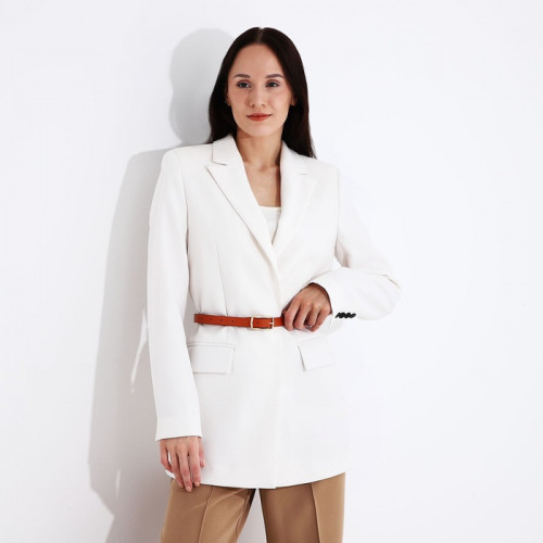 Ремень женский тонкий с винтом, 110×1.8 см, прямоугольная пряжка металл, золотистая, рыжий (производитель не указан)