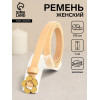 Ремень женский тонкий, 105×1 см, пряжка-затяжка металл, золотистая, бежевый (производитель не указан)