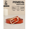 Ремень женский тонкий с винтом, 110×1.8 см, прямоугольная пряжка металл, золотистая, рыжий (производитель не указан)