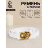 Ремень женский тонкий, 110×1.4 см, пряжка-гвоздик металл, золотистая, белый (производитель не указан)