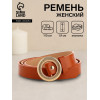 Ремень женский тонкий, 110×1.9 см, круглая пряжка металл, золотистая, рыжий (производитель не указан)