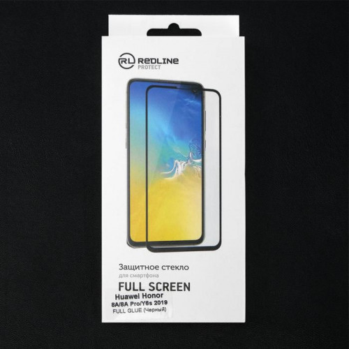 Защитное стекло Red Line для Huawei Honor 8A/8A Pro/Y6s 2019, Full screen, полный клей, чёрное Red Line